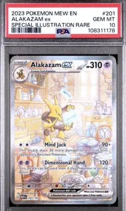 2023 Pokemon MEW EN-151 #201 Alakazam EX Special Illustration Rare PSA 10 - Image 1