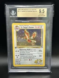 LT. SURGE'S FEAROW Pokemon Card - 1st Edition - Gym Heroes - 7/132 - BGS 9.5 - Image 1