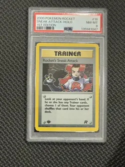 2000 Pokemon Team Rocket Holo Rocket’s Sneak Attack First Edition 16/82 PSA 8 - Image 1