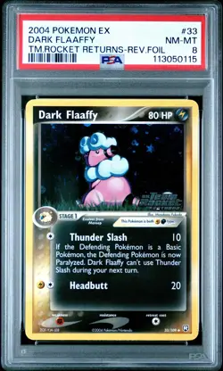 2004 POKEMON EX TEAM ROCKET RETURNS DARK FLAAFFY #33 PSA 8 NM #113050115 - Image 1