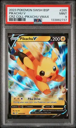 2023 POKEMON SWSH BLACK STAR PROMO #285 PIKACHU V PSA 9 - Image 1