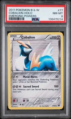 2011 POKEMON BLACK & WHITE EMERGING POWERS #77 COBALION-HOLO PSA 8 - Image 1