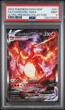 2022 POKEMON SWSH BLACK STAR PROMO #261 FULL ART/CHARIZARD VMAX PSA 9 - Image 1