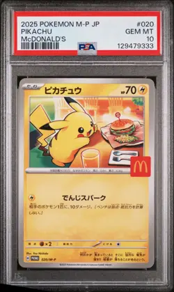 2025 POKEMON JAPANESE M-P PROMO MCDONALD'S #020 PIKACHU PSA 10 - Image 1