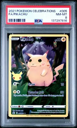 2021 POKEMON CELEBRATIONS #005 FULL ART/PIKACHU PSA 8 - Image 1