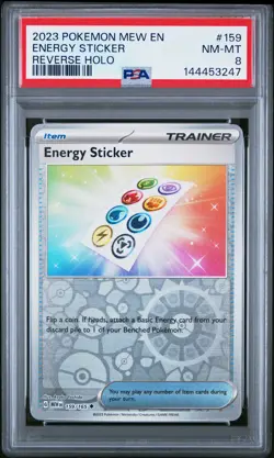 2023 POKEMON MEW EN-151 REVERSE HOLO #159 ENERGY STICKER PSA 8 - Image 1
