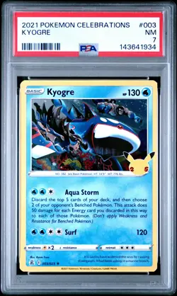 2021 POKEMON CELEBRATIONS #003 KYOGRE PSA 7 - Image 1