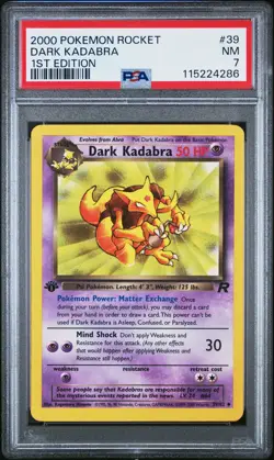 2000 POKEMON ROCKET 1ST EDITION #39 DARK KADABRA PSA 7 - Image 1