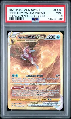 2023 POKEMON SWSH CROWN ZENITH SECRET FULL ART/ORIGIN FORME PALKIA VSTAR PSA 9 - Image 1