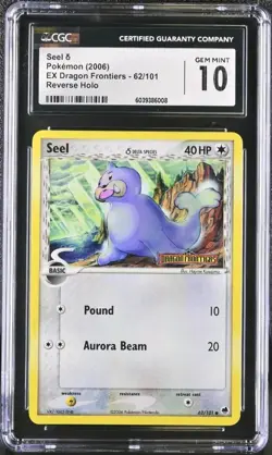 Pokemon Seel 62/101 Reverse Holo Stamped EX Dragon Frontiers CGC 10 GEM MINT - Image 1