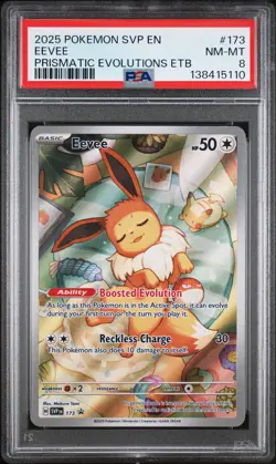 2025 POKEMON SVP EN-SV BLACK STAR PROMO #173 EEVEE PSA 8 - Image 1