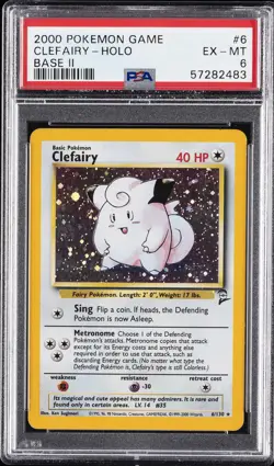2000 POKEMON BASE SET 2 #6 CLEFAIRY-HOLO PSA 6 - Image 1