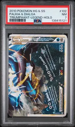 2010 POKEMON HEARTGOLD & SOULSILVER TRIUMPHANT PALKIA & DIALGA LEGEND-HOLO PSA 7 - Image 1