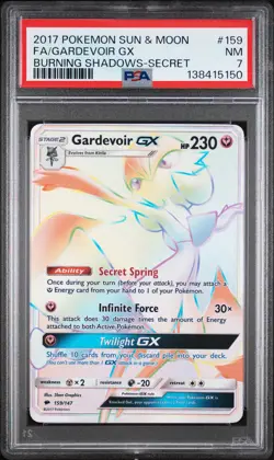 2017 POKEMON SUN & MOON BURNING SHADOWS SECRET #159 FULL ART/GARDEVOIR GX PSA 7 - Image 1