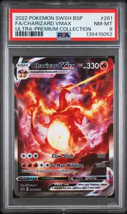 2022 POKEMON SWSH BLACK STAR PROMO #261 FULL ART/CHARIZARD VMAX PSA 8 - Image 1