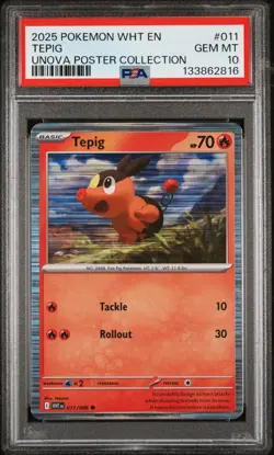 2025 POKEMON WHT EN-WHITE FLARE UNOVA POSTER COLLECTION #011 TEPIG PSA 10 - Image 1