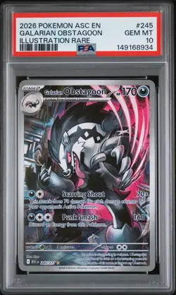 2026 POKEMON ASC EN-ASCENDED HEROES ILLUSTRATION RARE GALARIAN OBSTAGOON PSA 10 - Image 1