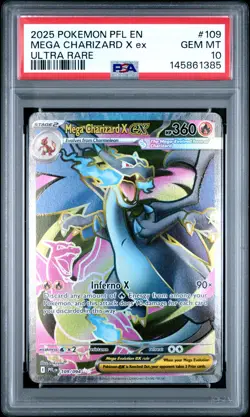 2025 POKEMON PFL EN-PHANTASMAL FLAMES ULTRA RARE #109 MEGA CHARIZARD X EX PSA 10 - Image 1