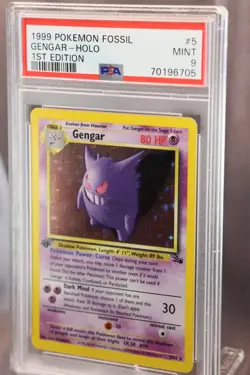 1999 Pokemon Gengar Holo, 1st Edition Fossil #5/62, PSA 9 Mint - Image 3