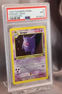 1999 Pokemon Gengar Holo, 1st Edition Fossil #5/62, PSA 9 Mint - Image 4