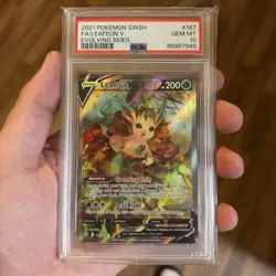 LEAFEON V #167 FA FULL ART PSA 10 2021 Pokemon Sword & Shield Evolving Skies GEM - Image 1