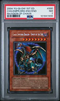 2004 YU-GI-OH! 1ST EDITION #000 CHAOS EMPEROR DRAGON - ENVOY OF THE END PSA 7 - Image 1