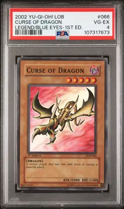 2002 YU-GI-OH LEGEND OF BLUE EYES WHITE DRAGON 1ST EDITION CURSE OF DRAGON PSA 4 - Image 1