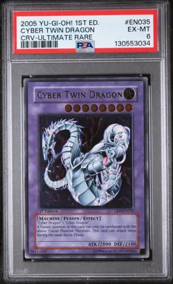 2005 YU-GI-OH! CRV-CYBERNETIC REVOLUTION #EN035 CYBER TWIN DRAGON PSA 6 - Image 1
