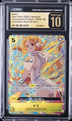 2025 ONE PIECE JAPANESE TOURNAMENT PROMOS #OP08-106 NAMI CGC 10 PRISTINE - Image 1