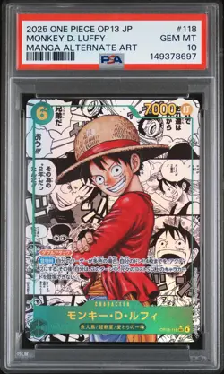 2025 ONE PIECE JPN CARRYING ON HIS WILL MANGA ALT ART MONKEY D. LUFFY PSA 10 - Image 1