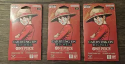 LOT OF 3x One Piece OP-13 Carrying on His Will Sleeved Blister Booster Packs - Image 1