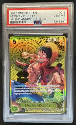 2025 One Piece Monkey D Luffy Japanese 2nd Anniversary Set #015 PSA 10 - Image 1