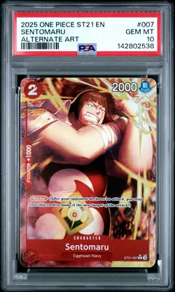 2025 ONE PIECE STARTER DECK ST21-EX GEAR 5 ALTERNATE ART #007 SENTOMARU PSA 10 - Image 1