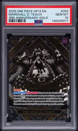 2025 ONE PIECE OP12-LEGACY OF THE MASTER 3RD ANNIV-GOLD MARSHALL D. TEACH PSA 10 - Image 1