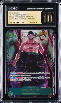 2023 ONE PIECE JPN WINGS OF THE CAPTAIN ALT ART RORONOA ZORO CGC 10 PRISTINE - Image 1
