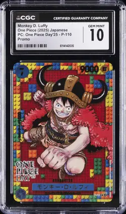 2025 ONE PIECE JPN PC: ONE PIECE DAY'25 PROMO MONKEY D. LUFFY CGC 10 GEM MINT - Image 1
