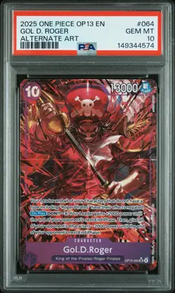 2025 ONE PIECE OP13-CARRYING ON HIS WILL ALTERNATE ART #064 GOL D. ROGER PSA 10 - Image 1