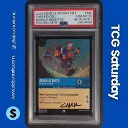 2023 DISNEY LORCANA CH1 #144/204 DONALD DUCK CAM KENDELL AUTHENTIC AUTO PSA 10 - Image 1