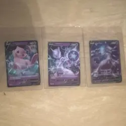Pokemon TCG 3 Card Lot Mew V Mewtwo V Basic Foil English Nintendo - Image 1