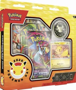 Pokemon TCG Day 2026 Collection Box Pikachu Promo Card Coin 3 Boosters Sealed - Image 1
