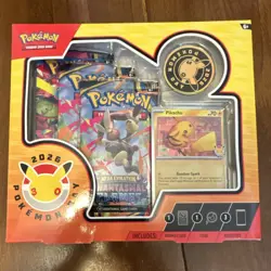 Pokemon TCG Day 2026 Collection Box Pikachu Promo Card Coin 3 Boosters Sealed - Image 2