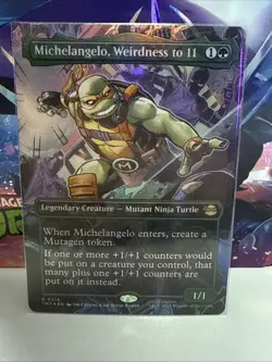 Michelangelo, Weirdness to 11 Borderless Teenage Mutant Ninja Turtles Foil MTG - Image 1