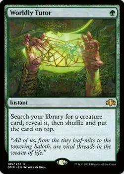 X 1 Worldly Tutor NM-M Dominaria Remastered Green 185 MTG Magic The Gathering - Image 1
