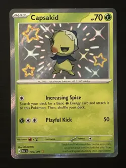 Pokemon TCG Capsakid Scarlet & Violet: Paldean Fates 106/091 Holo Shiny Rare - Image 1