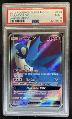 2019 Pokemon SM Unified Minds Latios #223/236 PSA 9 - Image 1