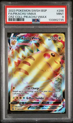 2023 POKEMON SWSH PROMO CROWN ZENITH COLLECTION #286 FA/PIKACHU VMAX PSA 9 - Image 1