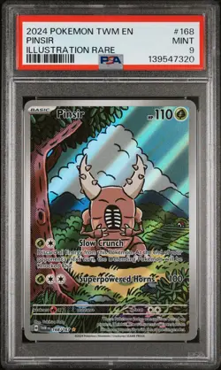 2024 POKEMON TWM EN-TWILIGHT MASQUERADE ILLUSTRATION RARE #168 PINSIR PSA 9 - Image 1