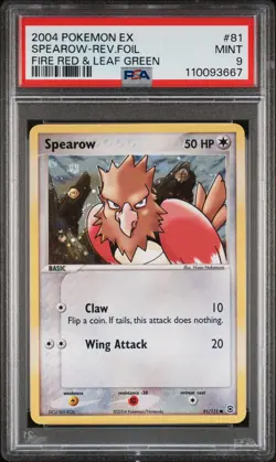 2004 POKEMON EX FIRE RED & LEAF GREEN #81 SPEAROW-REVERSE FOIL PSA 9 - Image 1