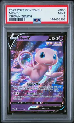 2023 POKEMON SWORD & SHIELD CROWN ZENITH #060 MEW V PSA 9 - Image 1