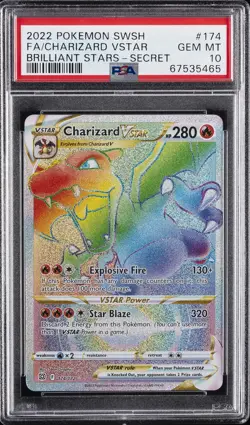 2022 POKEMON SWORD & SHIELD BRILLIANT STARS #174 FULL ART/CHARIZARD VSTAR PSA 10 - Image 1